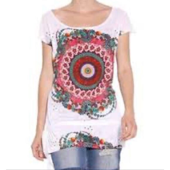 Kleid Desigual printed embellished tunic blouse xxl - Picture 1 of 13